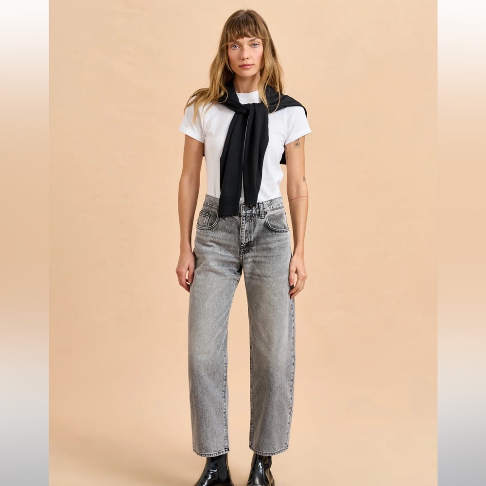 NWOT La Ligne Marilyn Mid-Rise Barrel Jean in Leo, Size 27